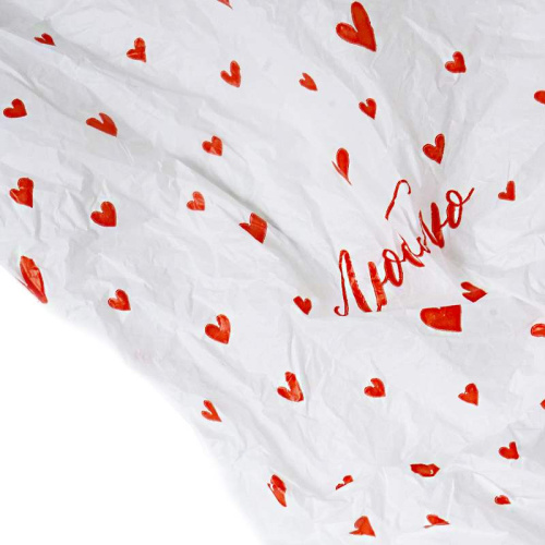 Пленка Тишью Люблю, Сердца на Белом, Водостойкая 0,6/10м