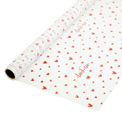 Пленка Тишью Люблю, Сердца на Белом, Водостойкая 0,6/10м